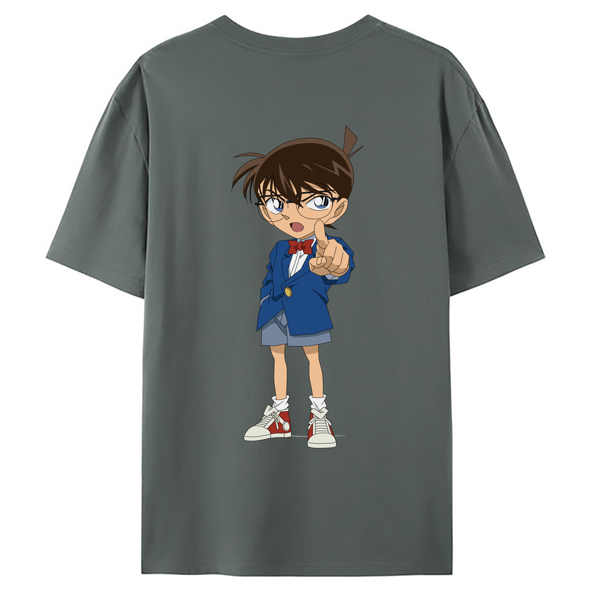 （画像用） 名探偵コナン 江戸川 コナン Detective Conan Conan Edogawa 綿100％ メンズ半袖Tシャツ（バックプリント） 通気性